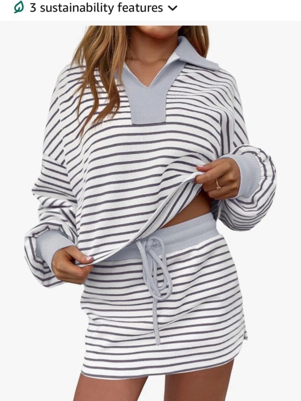 Amazon‎ Women's Striped Collared Top & Shorts Set in Size XL